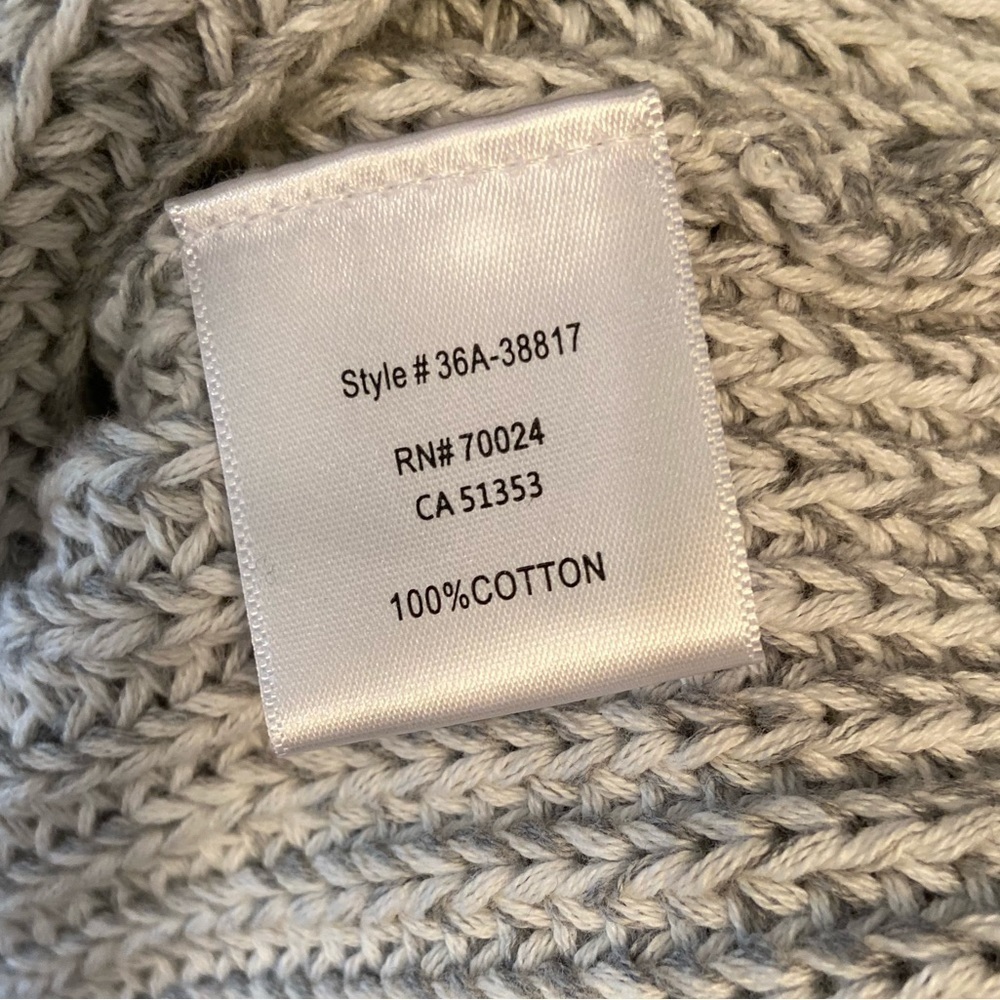 Bobi Black~NWT~Cozy Cotton Turtleneck~Waist Cropped Sweater~Ivory/Gray~Size M - Picture 15 of 16